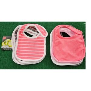 Hanes Ultimate‎ Flexy Baby Bibs 8 Pack Pink Stripe Gray White Soft Cotton Blend